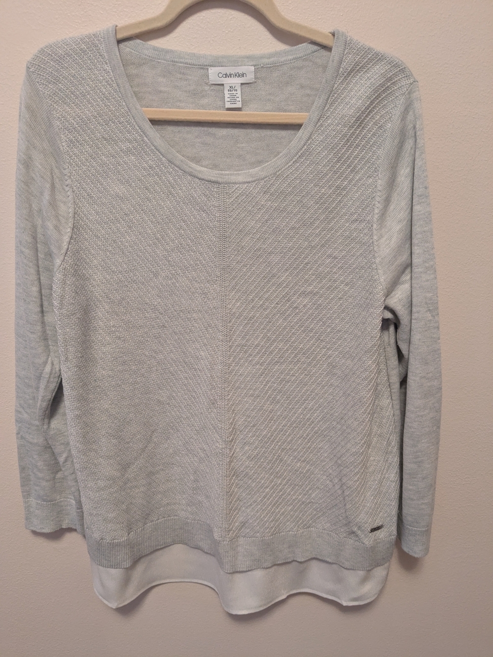 Calvin Klein Light Gray Scoop Neck Knit Pullover
